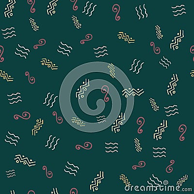 Abstract seamless pattern, wavy lines, zigzag, squiggle and dots. Vector illustration Vector Illustration