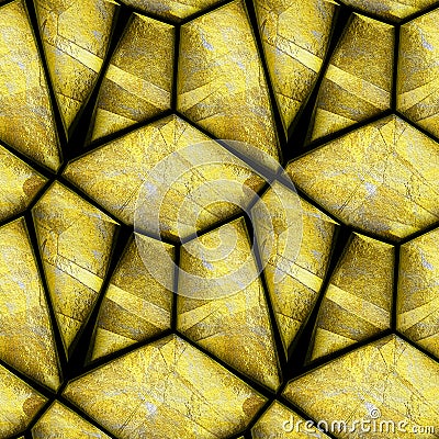 Abstract seamless relief pattern of gold striped stones on a black background Cartoon Illustration
