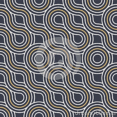 Abstract seamless. Seamless braided linear pattern, wavy lines, circles Vector Illustration