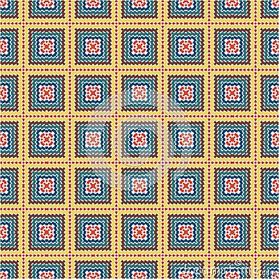 Abstract Seamless Squares Plaid Colorful Vintage Fabric Geometric Pattern Texture Vector Illustration