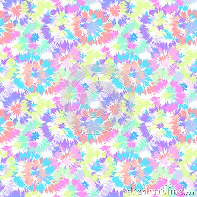 Abstract seamless tie-dye floral pattern textile print. Multicolored festive texture in on white background Stock Photo
