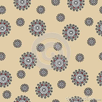 Abstract seamless vector pattern with swirls on beige background Vector Illustration