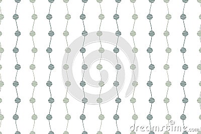 Abstract seamless vector pattern. Waves with circles and lines endless background. Green grey elements contemporary illustration Vector Illustration