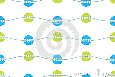 Abstract seamless vector pattern. Waves with hand drawn circles and zigzags background Vector Illustration