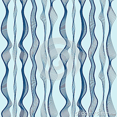 Abstract seamless wave pattern. Blue background. Vector Illustration