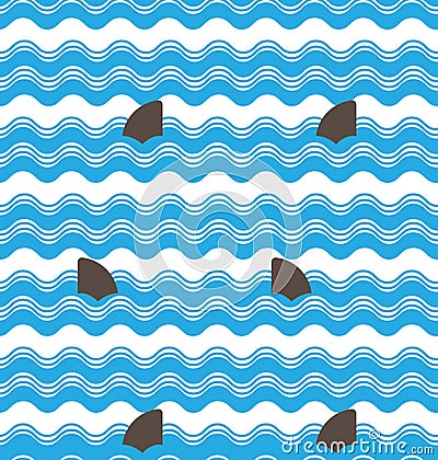 Abstract seamless wave stripes patterns with shark fin,Repeating texture tiles vector design Vector Illustration