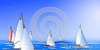 Abstract seascape simulating the regatta.Vector Vector Illustration