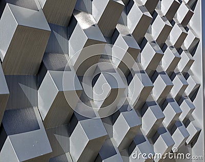 Abstract Section of Extruded Cube Wall Stock Photo