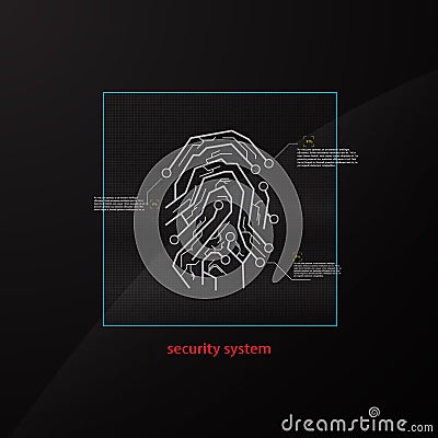 Abstract secure fingerprint design tech sci fi background app website banner Vector Illustration