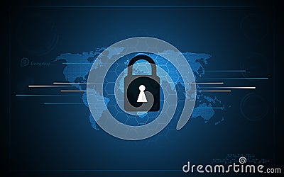 Abstract security tech sci fi concept background hexagon pattern design with circle button data locked Vector Illustration
