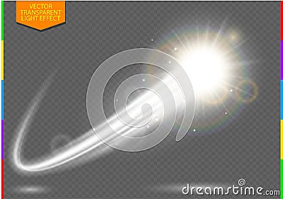 Abstract semitransparent vector magic glow star trail light effect with neon blur. Transparency in additional format only Vector Illustration