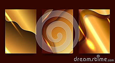 A4 abstract set of golden 3d paper illustrations. . Bright gradients. Vector design layout for presentation banners Vector Illustration