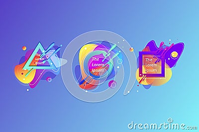 Abstract set modern graphic elements. Dynamical colored forms and line. Gradient abstract Vector banners with flowing liquid shape Vector Illustration