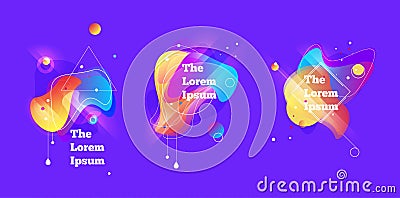Abstract set modern graphic elements. Dynamical colored forms and line. Gradient abstract Vector banners with flowing liquid shape Vector Illustration