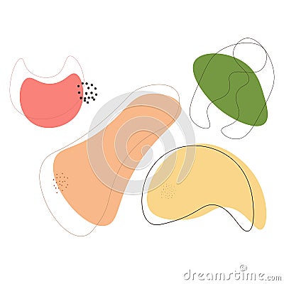 Abstract set of multocolored various trendy doodle shapes on white background Vector Illustration