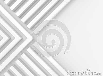 3d rendering. abstract several way of parallel White long rectangle bars group wall on copy space gray background Stock Photo