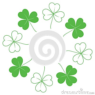 Abstract shamrock frame with top and bottom border in trendy green. Concept for St. Patrick greeting Vector Illustration