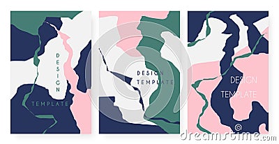 Abstract shape crack stripe pattern set, minimal texture cracked line geometric elements Vector Illustration