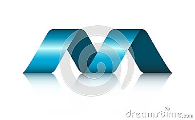 Abstract Shape Spiral Ribbon Logo with reflection Vector Illustration