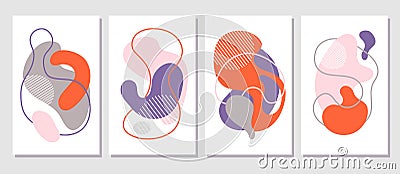 Abstract shapes contemporary cards. Creative art posters, pastel wall decoration. Fashion modern artwork, minimal Vector Illustration