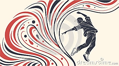 Abstract shapes with dancer silhouette, dynamic art and movement vector design Generative AI Vector Illustration