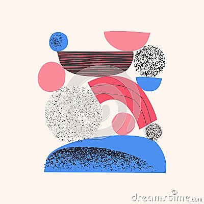 Abstract shapes, elements vector illustration. Cool colorful abstract art collage Vector Illustration