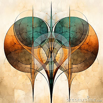 Abstract Shapes In Mandy Disher Style: Symmetry, Art Nouveau, And Ecological Art Cartoon Illustration