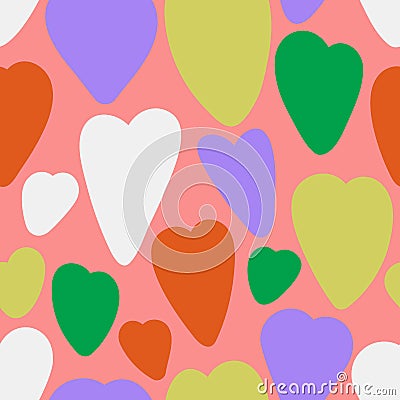 Abstract shapes modern pattern. Hand drawn vector illustration. Trendy hearts illustration seamless pattern Vector Illustration