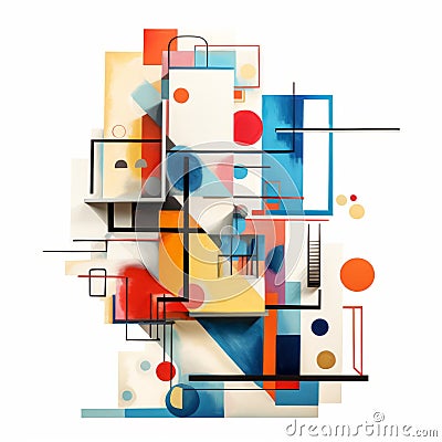 Abstract Shapes: Multilayered Compositions In The Style Of Erik Jones Stock Photo