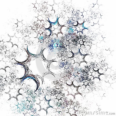 Abstract shapes, possibly stars, create a pattern on a white background. Abstract fractal background with stars. Stock Photo