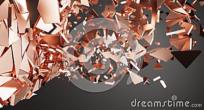 Abstract Shattered Surface With Chaotic Flying Particles Background Stock Photo