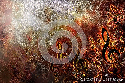 Abstract sheet grunge music fire burning texture background frame Stock Photo