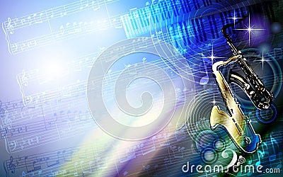 Abstract sheet grunge music texture background with saxophone Vector Illustration