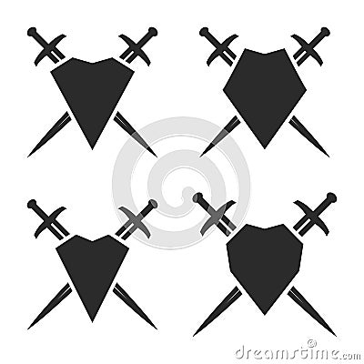 Abstract shield and sword signs. Vector Illustration