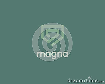 Abstract shield vector icon logo design template. Universal minimalistic continuous line protection, secure vector sign Vector Illustration