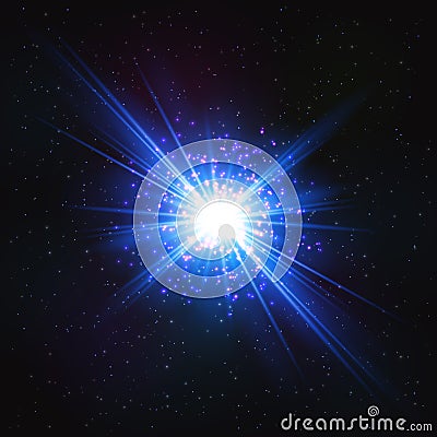 Abstract Shimmering Cosmic Flash Star. Vector Illustration