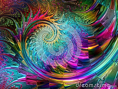 Abstract Shine Glass Iridescent Helix Background Fractal Art Stock Photo