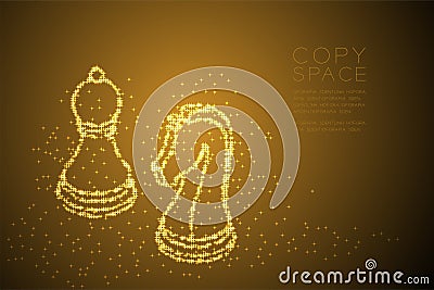Abstract Shiny Bokeh star pattern Chess Knight and pawn shape, Business strategy concept design gold color illustration Vector Illustration