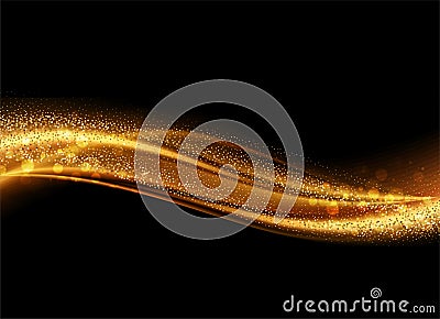 Abstract shiny color gold wave design element Vector Illustration