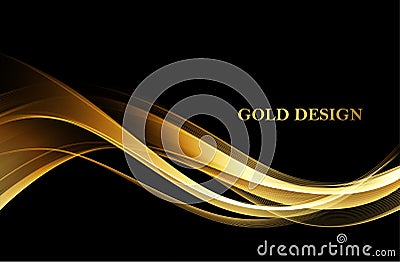 Abstract shiny color gold wave design element Vector Illustration