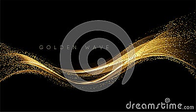 Abstract shiny color gold wave design element Vector Illustration