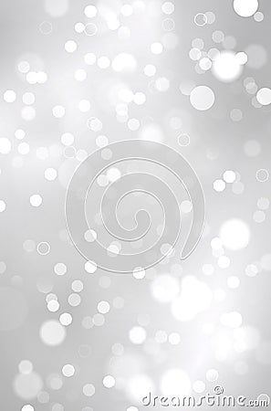 Abstract shiny silver background with blurred bokeh lights Cartoon Illustration