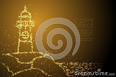 Abstract Shiny Star pattern Lighthouse shape, aquatic and marine life concept design gold color illustration Vector Illustration