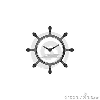 Marine symbol with yacht and clock symbol Vector Illustration