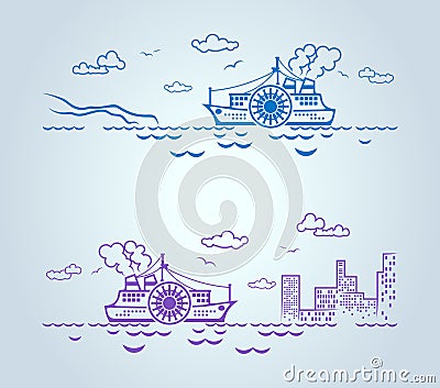 Abstract ship, stylization, vector Vector Illustration