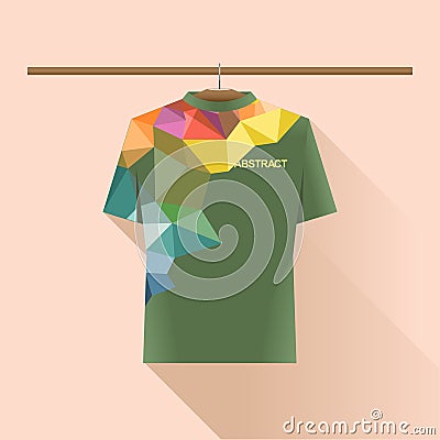 Abstract shirt with colored logo with triangles Vector Illustration