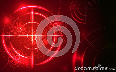 Abstract shooting range on red background business target goal concept. Vector Illustration