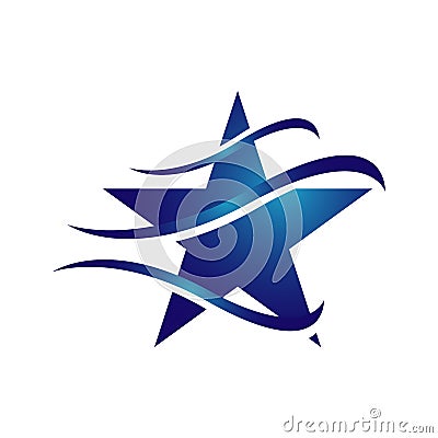 abstract shooting star logo vector icon decorative and creative five pentagonal stars concept illustration Vector Illustration