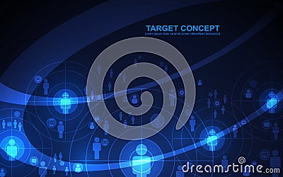 Abstract shooting target audience template, digital technology futuristic concept. Vector Illustration