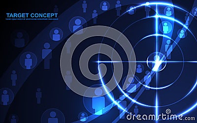 Abstract shooting target audience template, digital technology futuristic concept. Vector Illustration